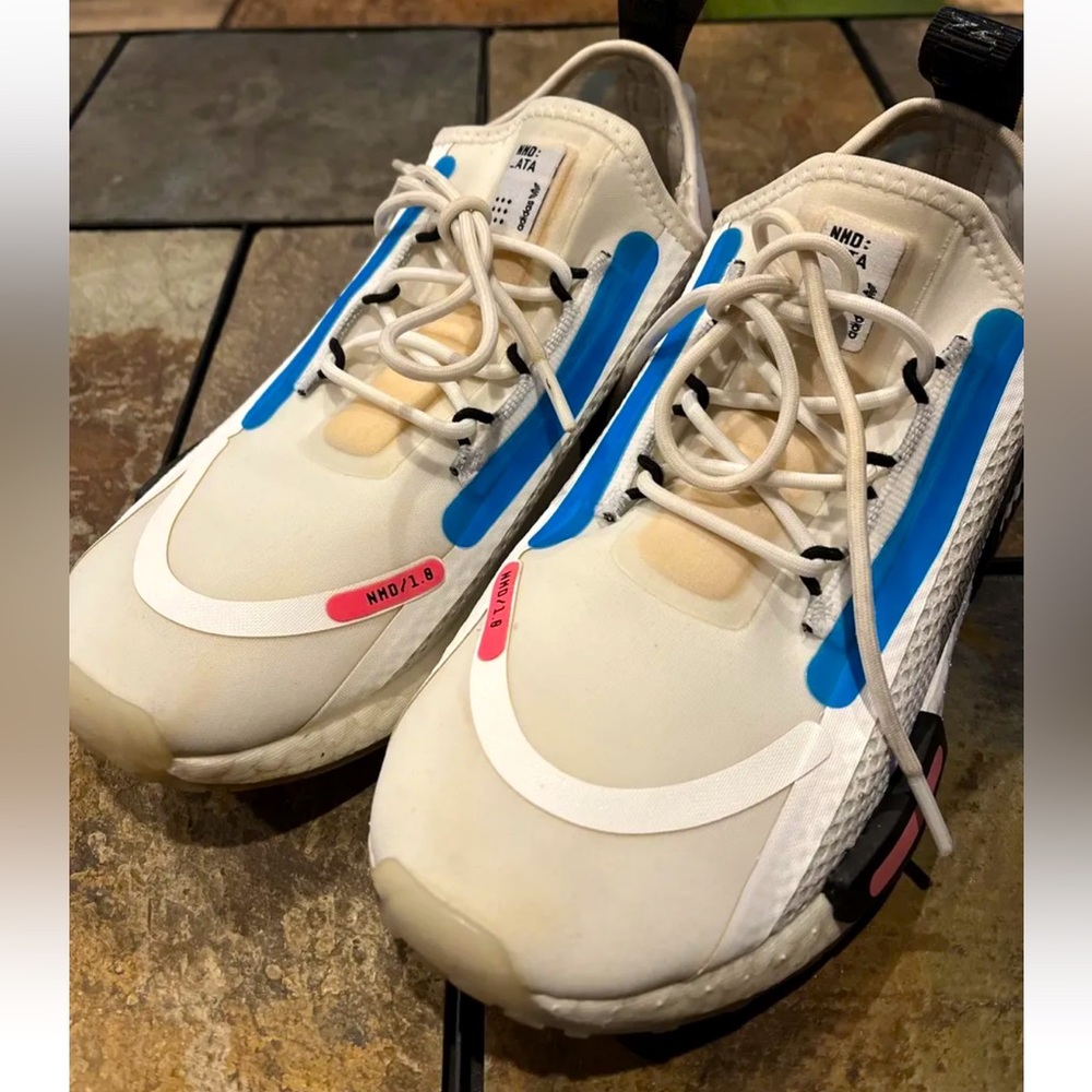 Adidas Men 6.5 SHOES NMD:ATA Flow, Low Top Running Halo White Blue Cushioned 6.5